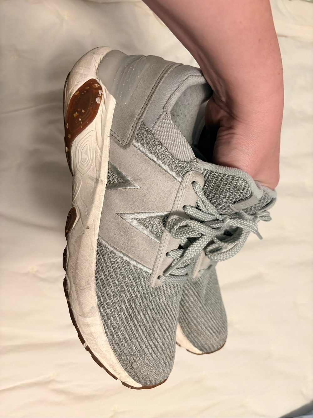 New Balance Light Gray women’s Mesh & Suede Sneakers